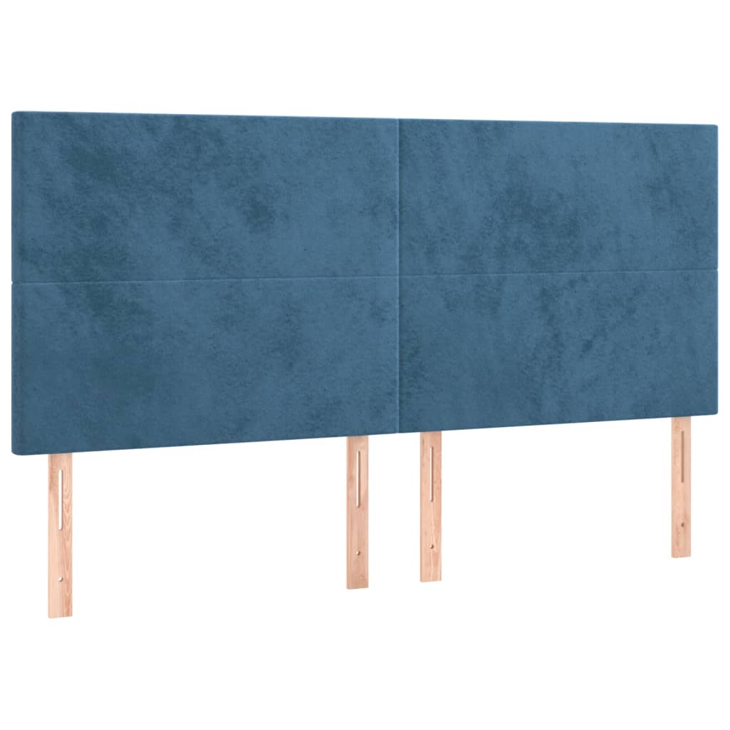 Cama box spring c/ colchão/LED 180x200 cm veludo azul-escuro