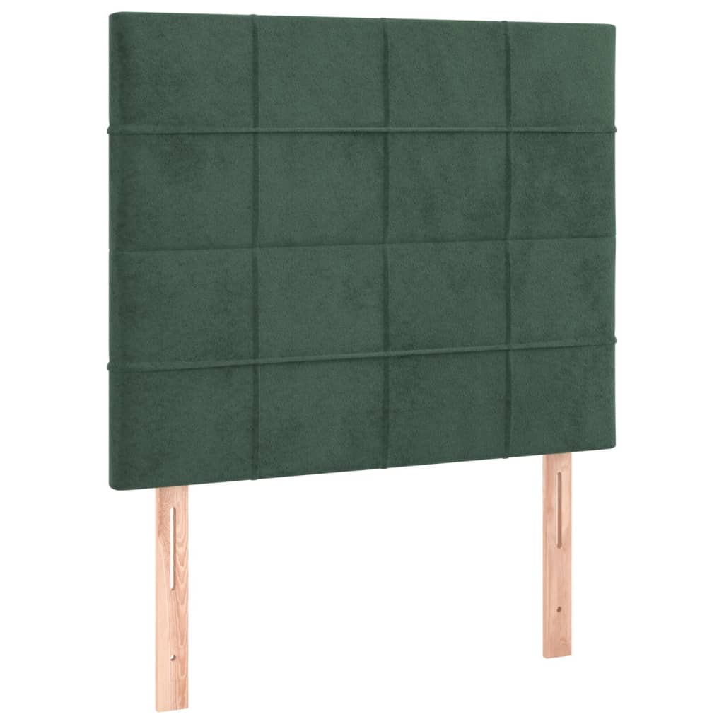 Cama box spring c/ colchão/LED 90x190 cm veludo verde-escuro