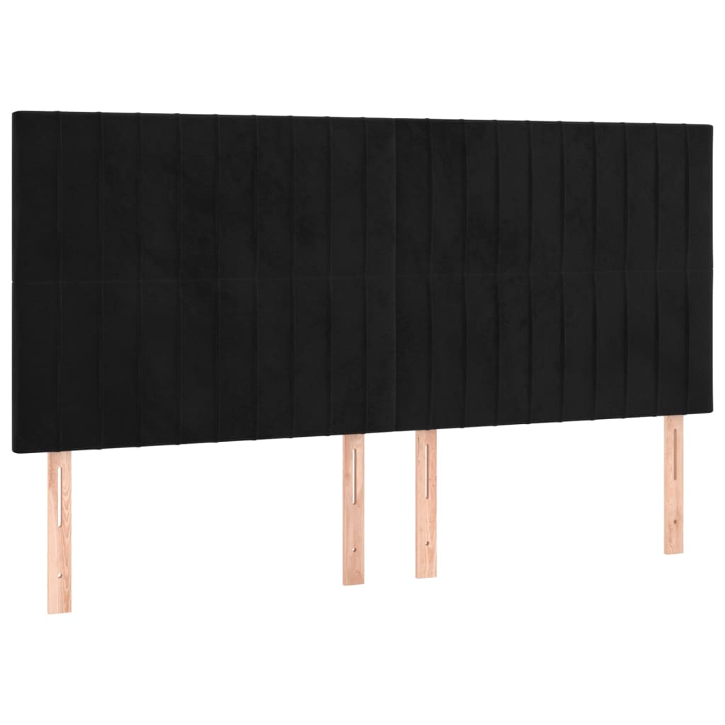 Cama box spring c/ colchão/LED 160x200 cm veludo preto