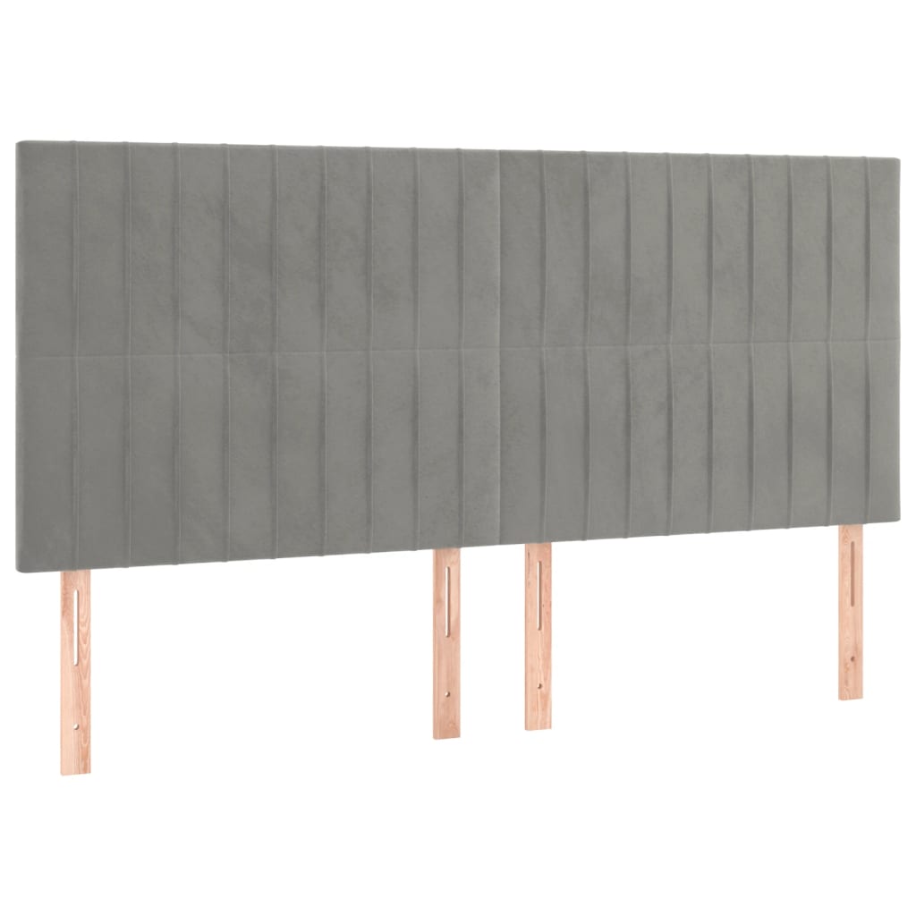 Cama box spring c/ colchão/LED 180x200 cm veludo cinzento-claro