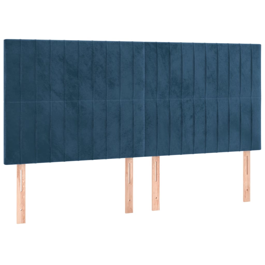 Cama box spring c/ colchão/LED 180x200 cm veludo azul-escuro