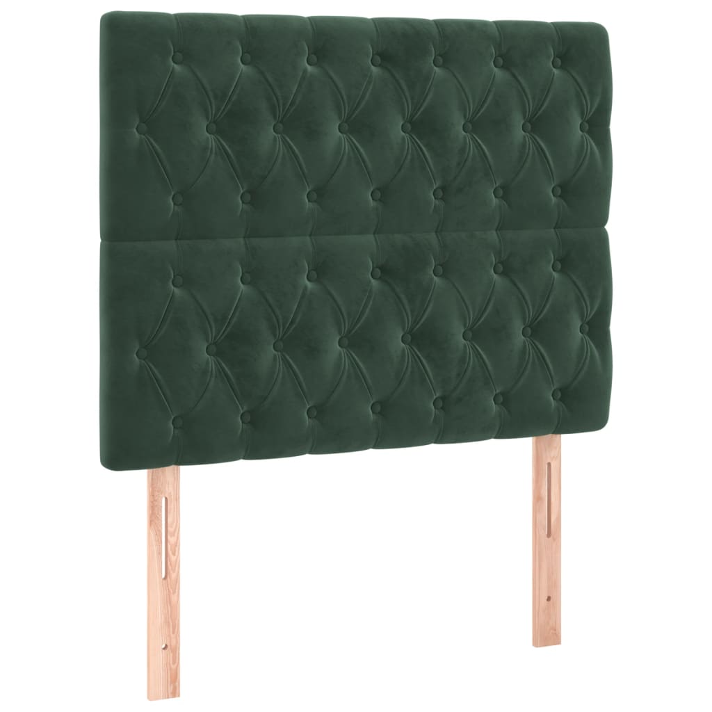 Cama box spring c/ colchão/LED 120x200 cm veludo verde-escuro