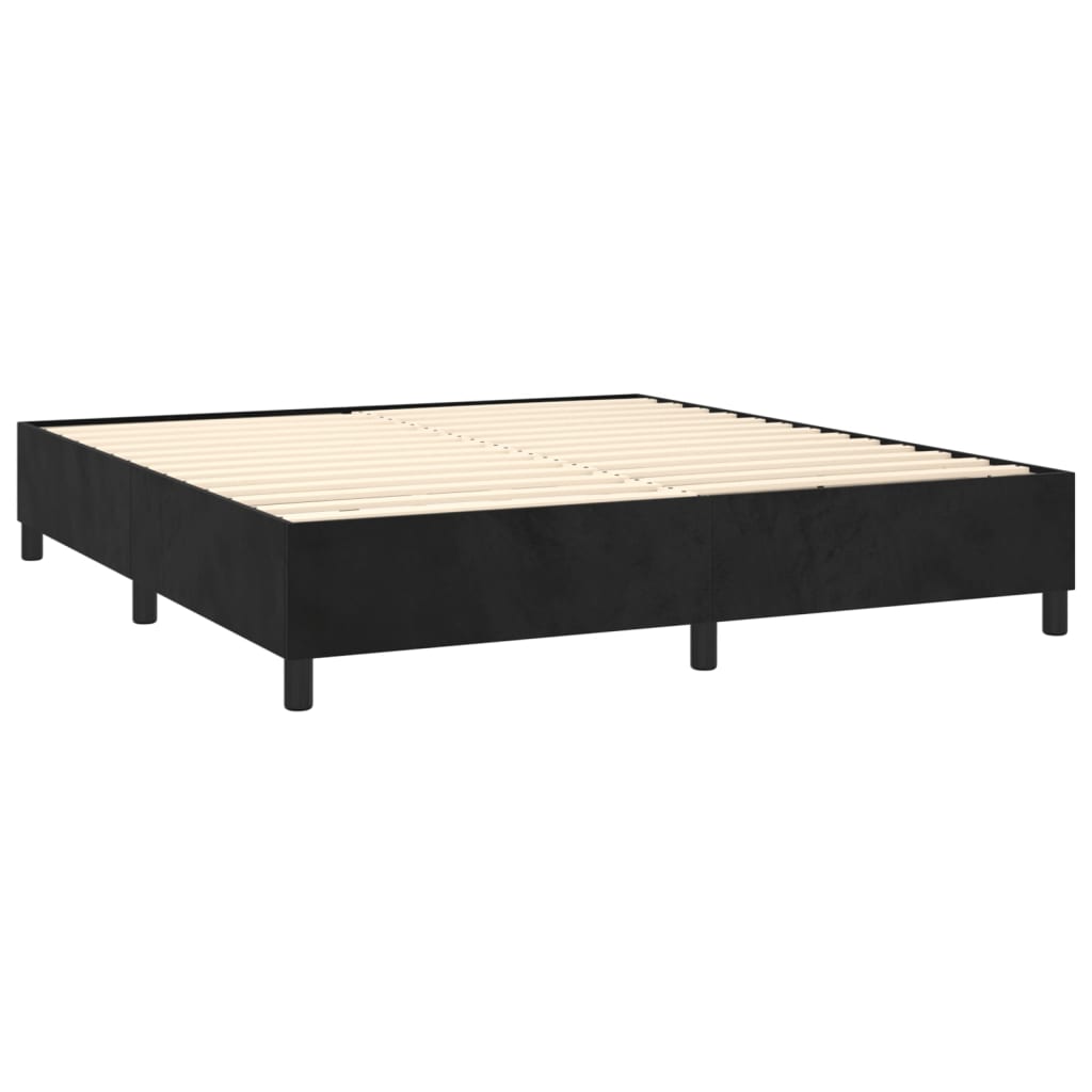 Cama box spring c/ colchão/LED 160x200 cm veludo preto