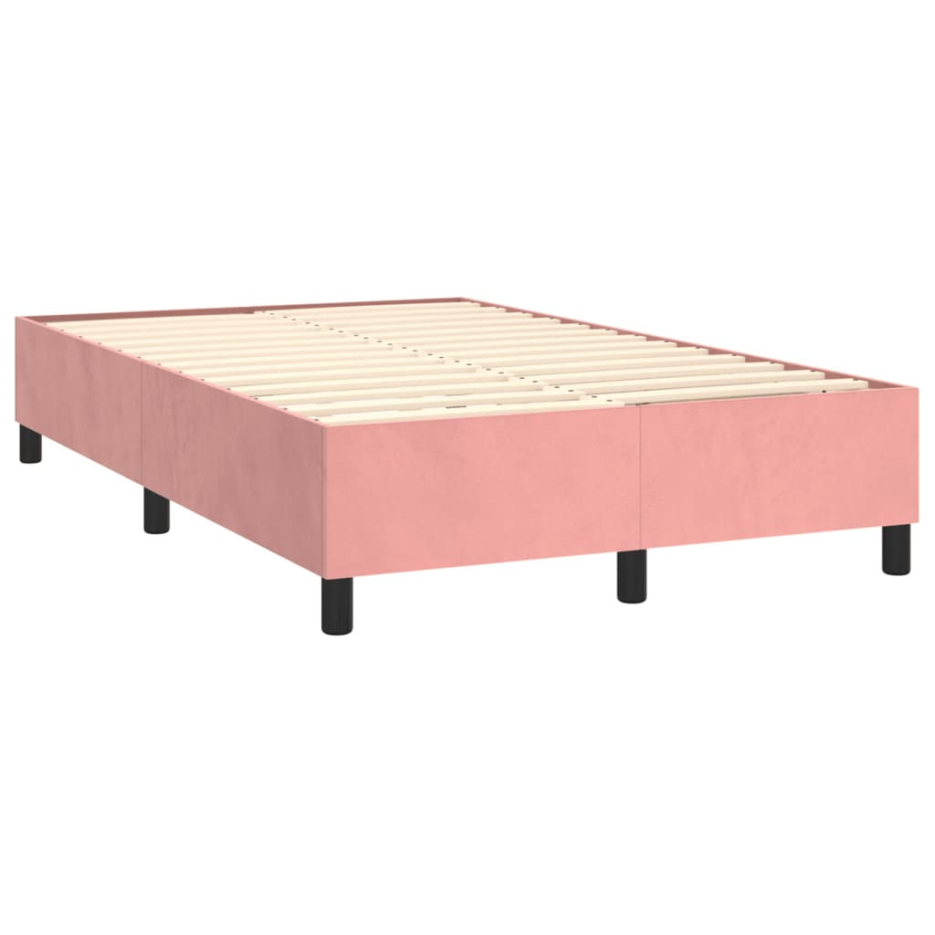 Cama box spring c/ colchão/LED 120x200 cm veludo rosa