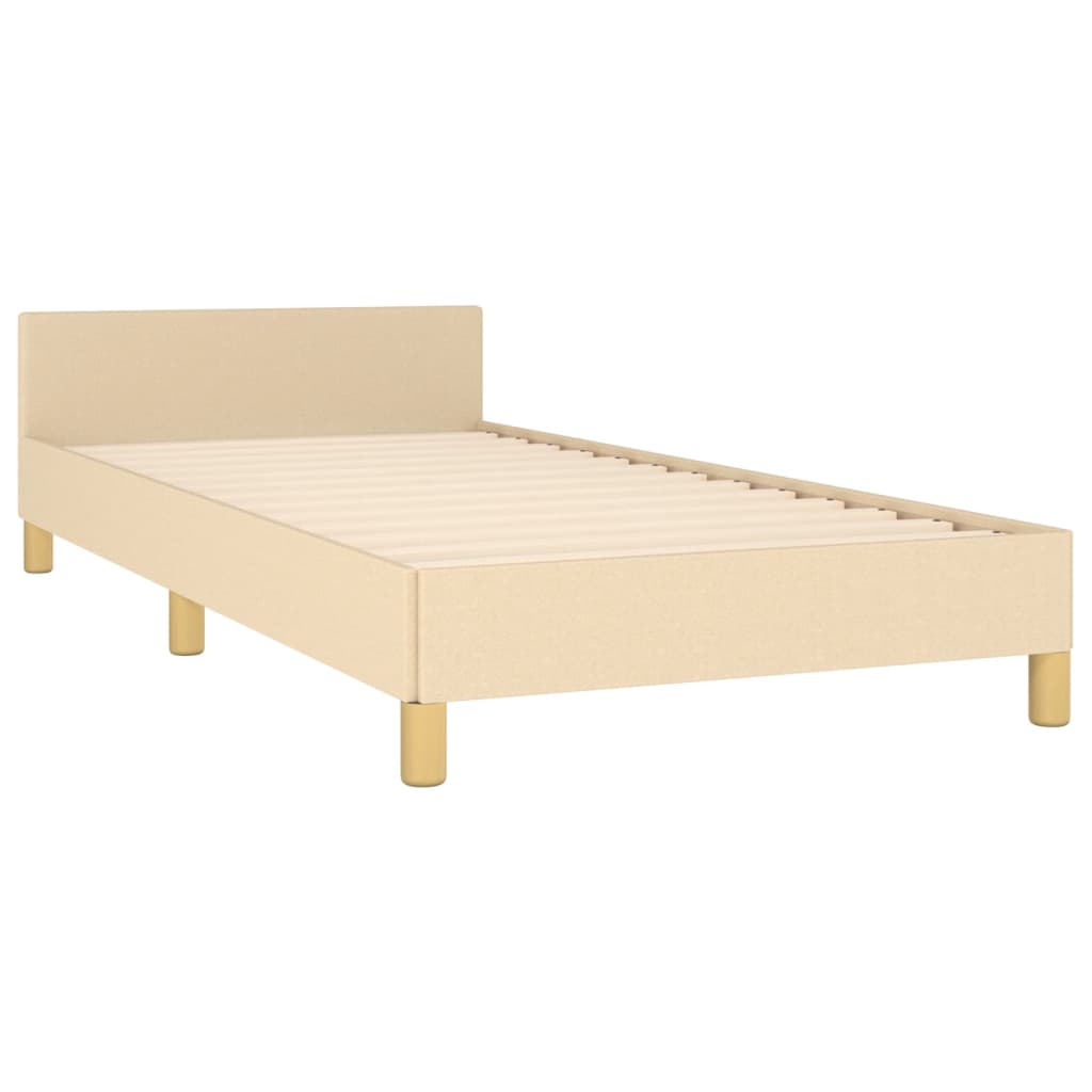 Estrutura de cama c/ cabeceira 100x200 cm tecido cor creme