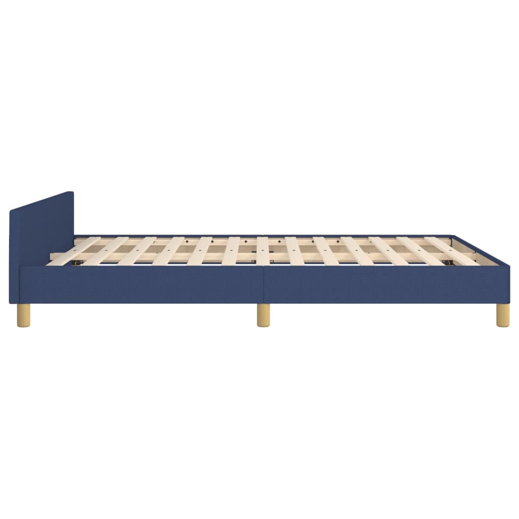 Estrutura de cama c/ cabeceira 140x190 cm tecido azul