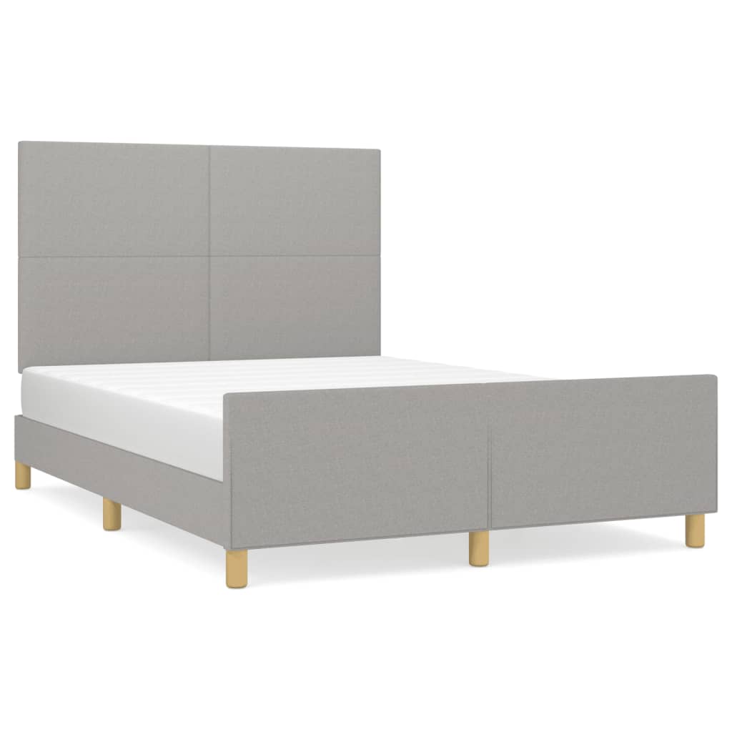 Estrutura de cama com cabeceira 140x200 cm tecido cinza-claro