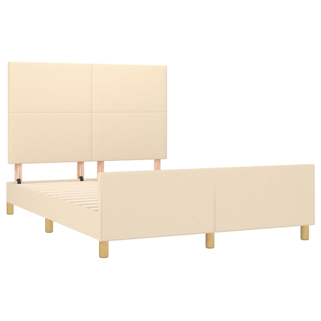 Estrutura de cama c/ cabeceira 140x200 cm tecido cor creme