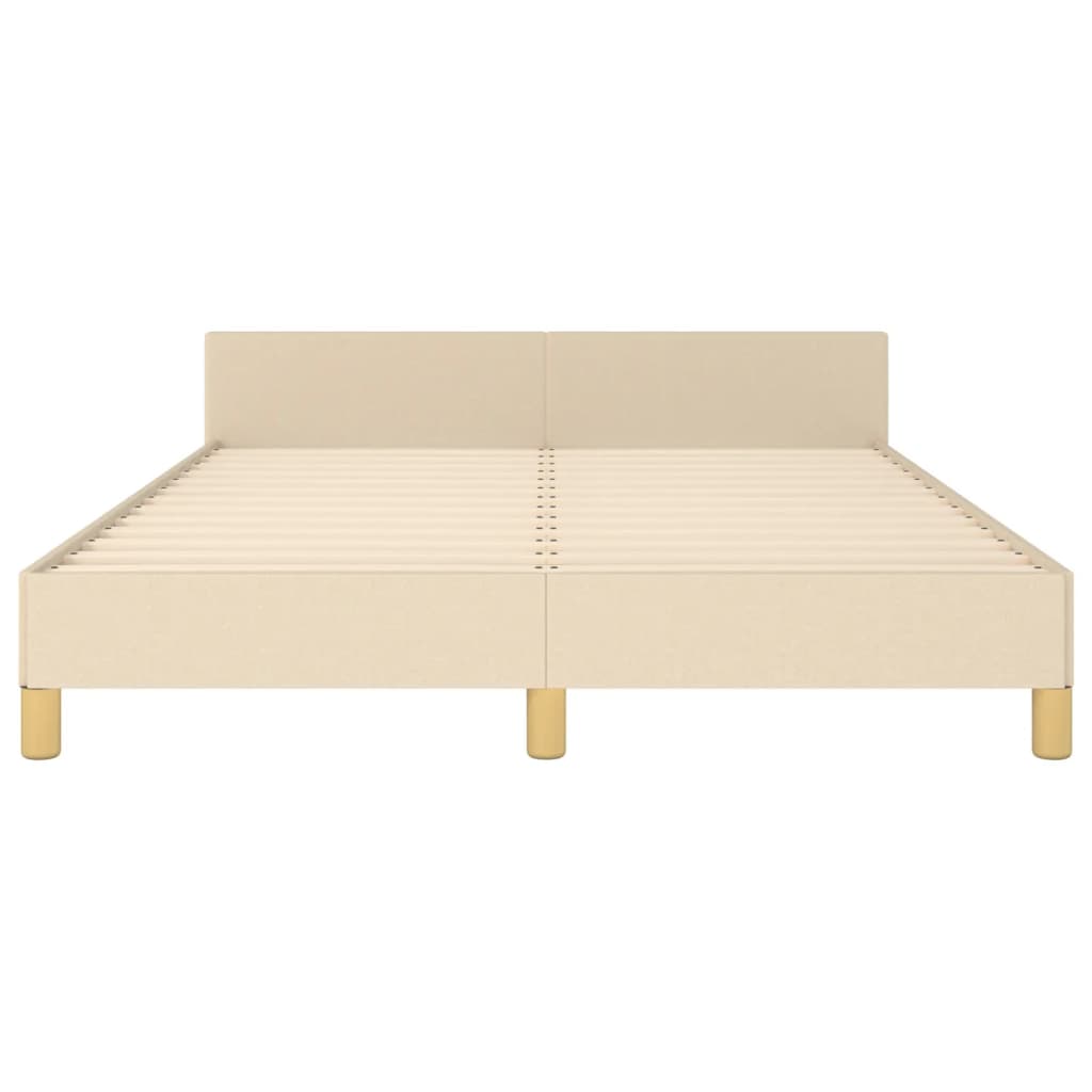 Estrutura de cama c/ cabeceira 140x200 cm tecido cor creme