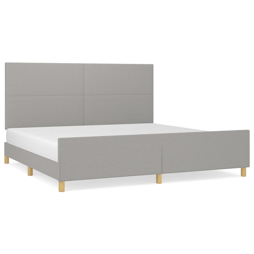 Estrutura de cama 200x200 cm tecido cinzento-claro