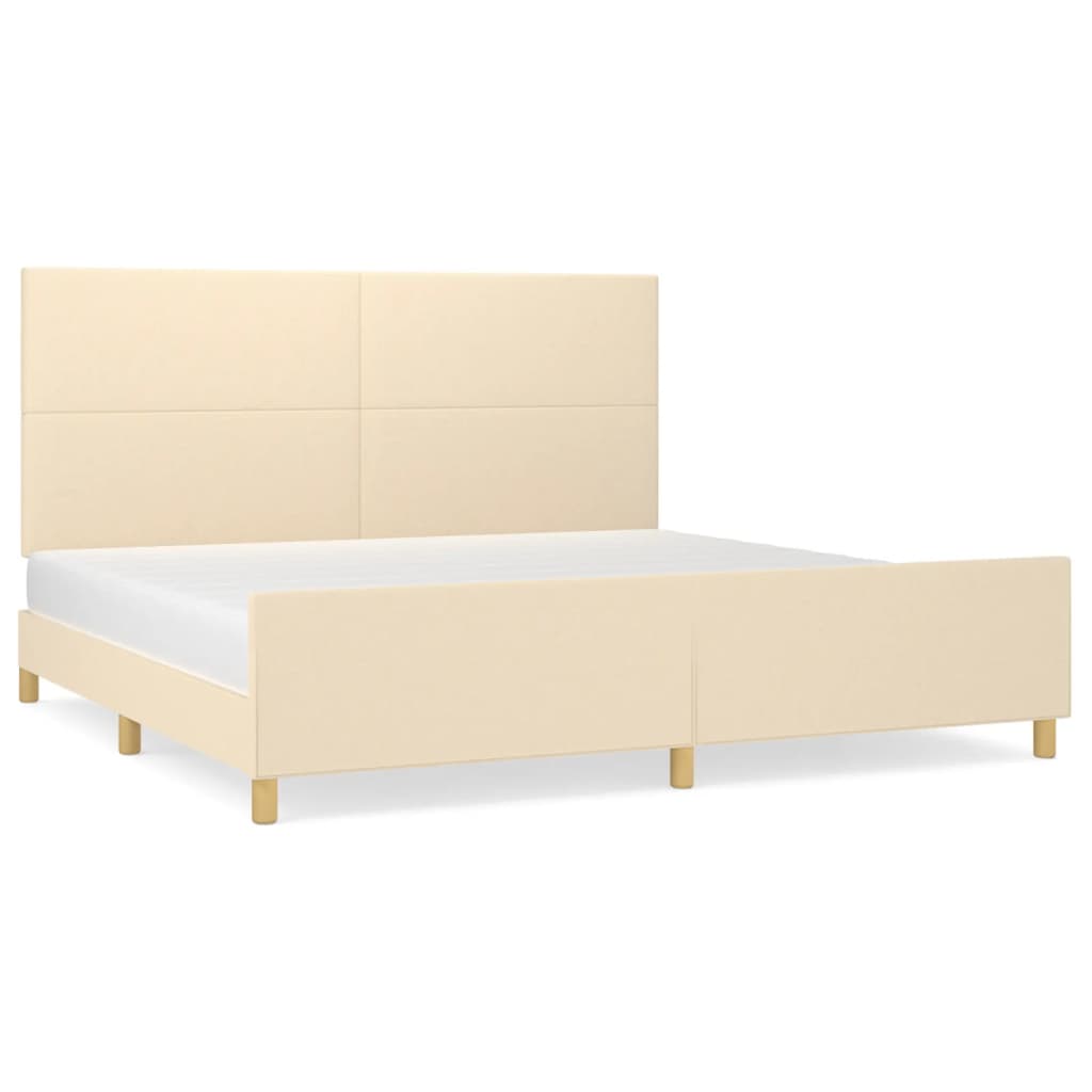 Estrutura de cama com cabeceira 200x200 cm tecido cor creme