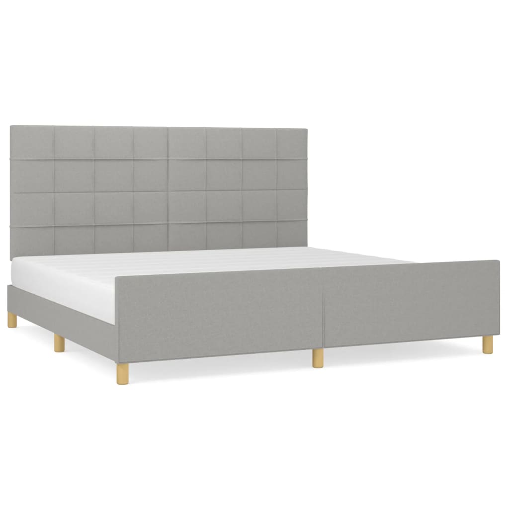 Estrutura de cama 200x200 cm tecido cinzento-claro