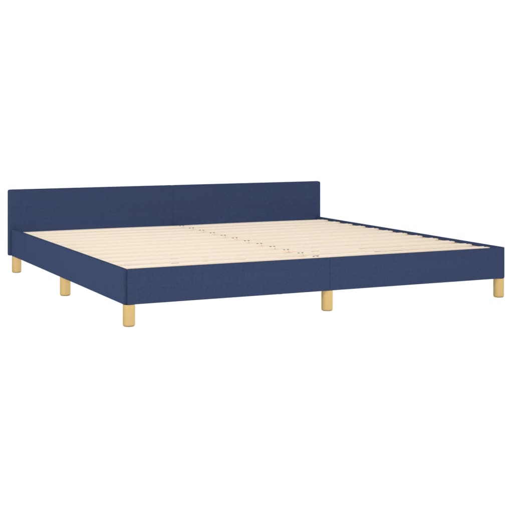 Estrutura de cama com cabeceira 200x200 cm tecido azul