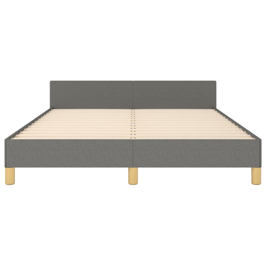 Estrutura de cama c/ cabeceira 140x190cm tecido cinza-escuro