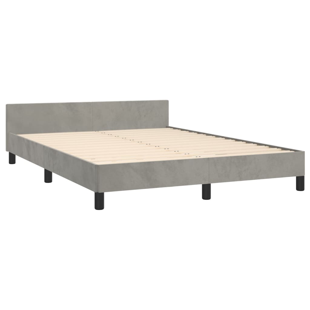 Estrutura de cama c/ cabeceira 140x190 cm veludo cinzento-claro