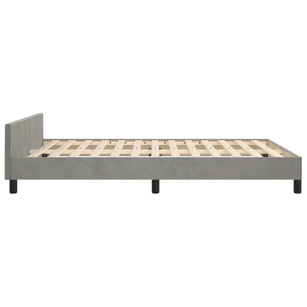 Estrutura de cama c/ cabeceira 140x200 cm veludo cinzento-claro