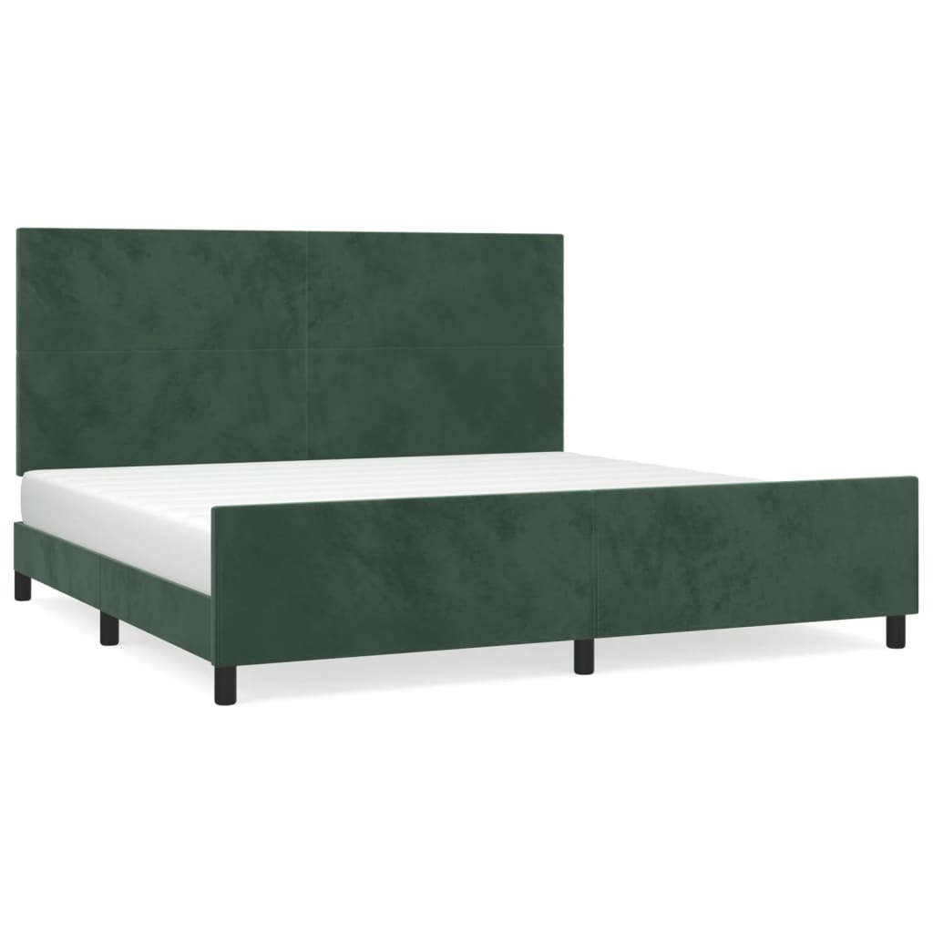 Estrutura de cama c/ cabeceira 200x200 cm veludo verde-escuro