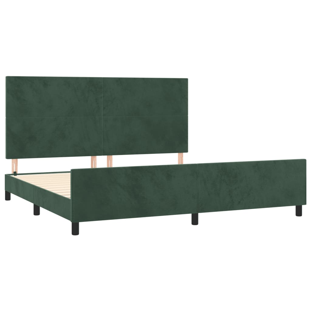 Estrutura de cama c/ cabeceira 200x200 cm veludo verde-escuro