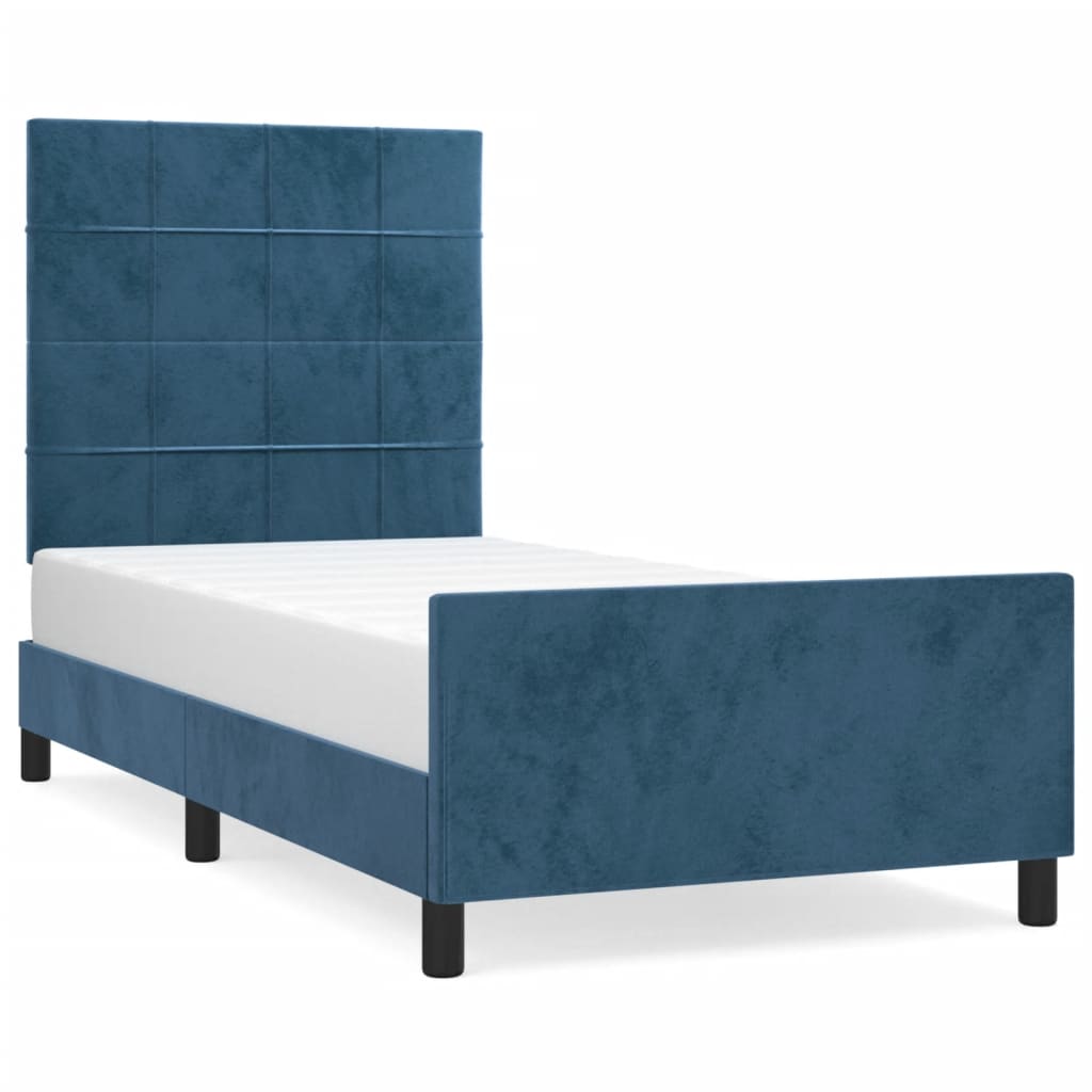 Estrutura de cama c/ cabeceira 80x200 cm veludo azul-escuro