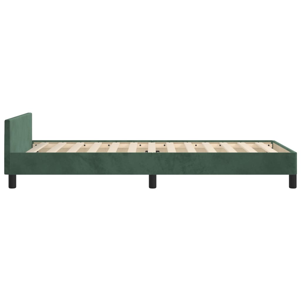 Estrutura de cama c/ cabeceira 90x200 cm veludo verde-escuro