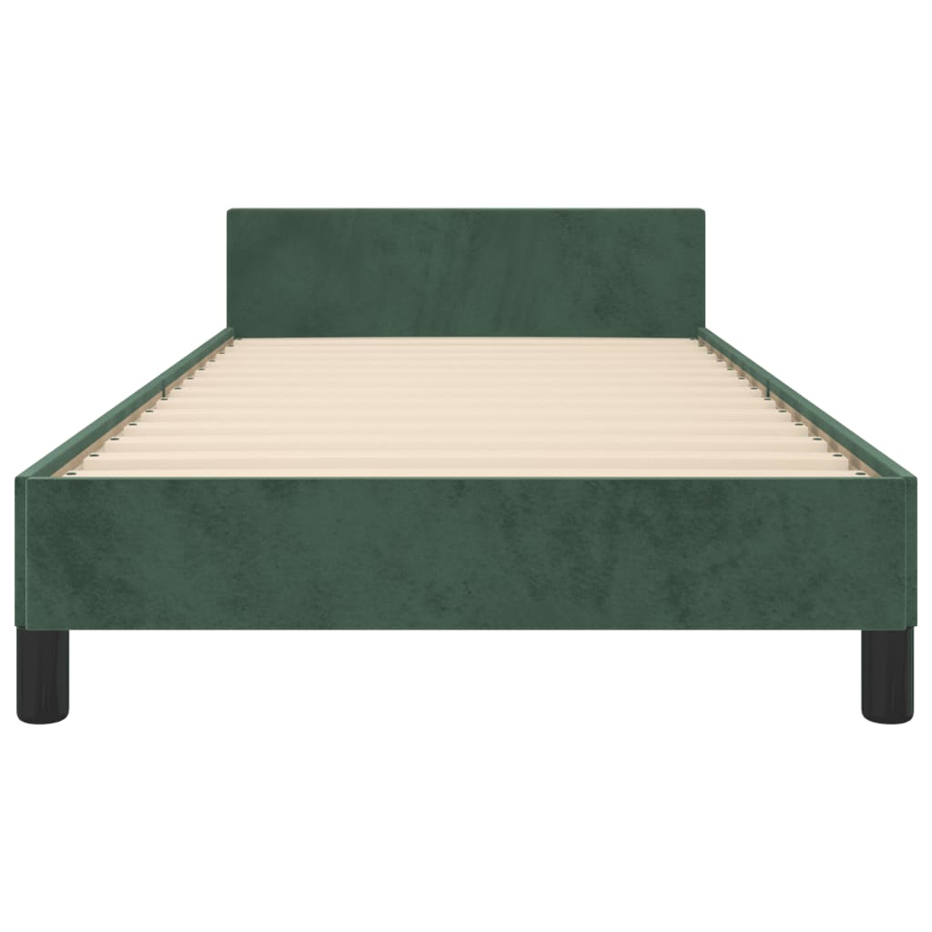 Estrutura de cama c/ cabeceira 80x200 cm veludo verde-escuro