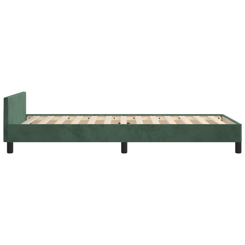 Estrutura de cama c/ cabeceira 80x200 cm veludo verde-escuro