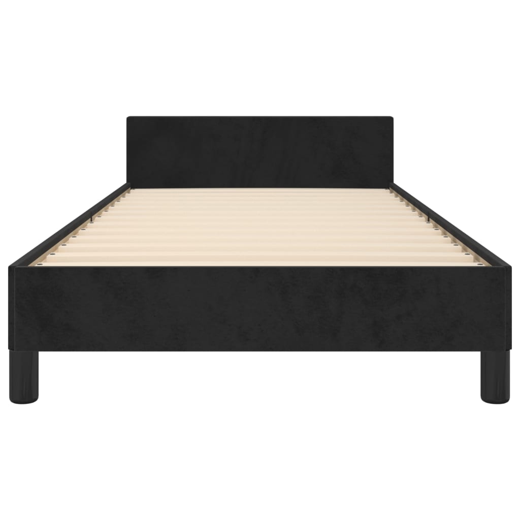 Estrutura de cama c/ cabeceira 90x190 cm veludo preto