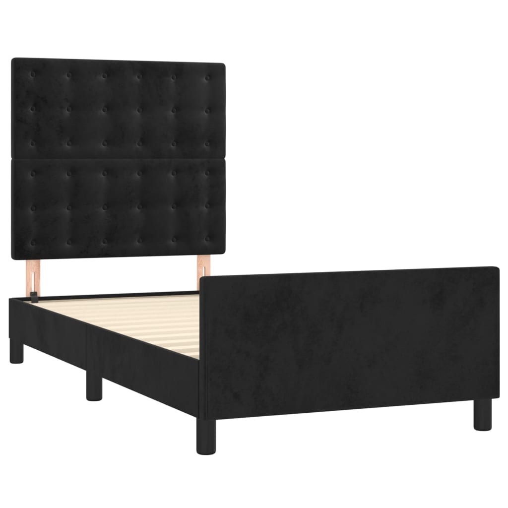 Estrutura de cama c/ cabeceira 90x200 cm veludo preto