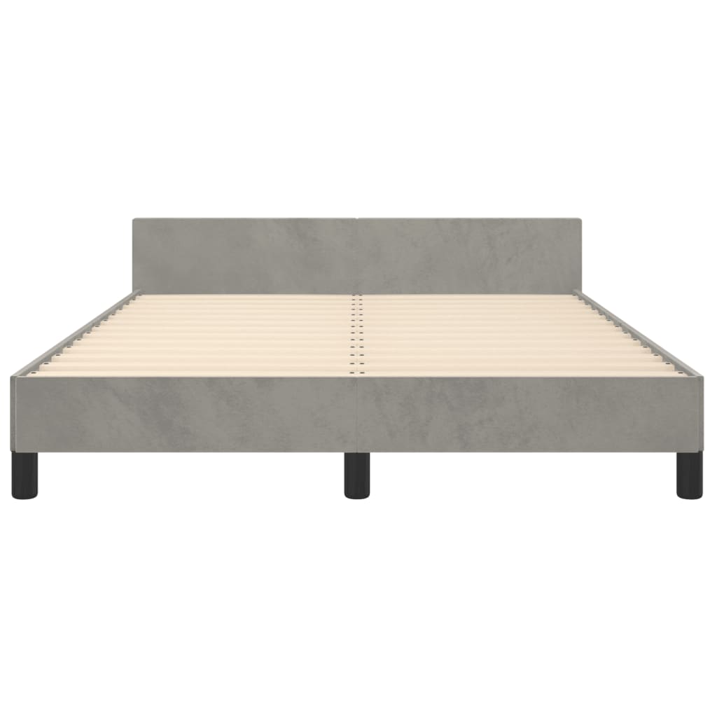 Estrutura de cama c/ cabeceira 140x190 cm veludo cinzento-claro