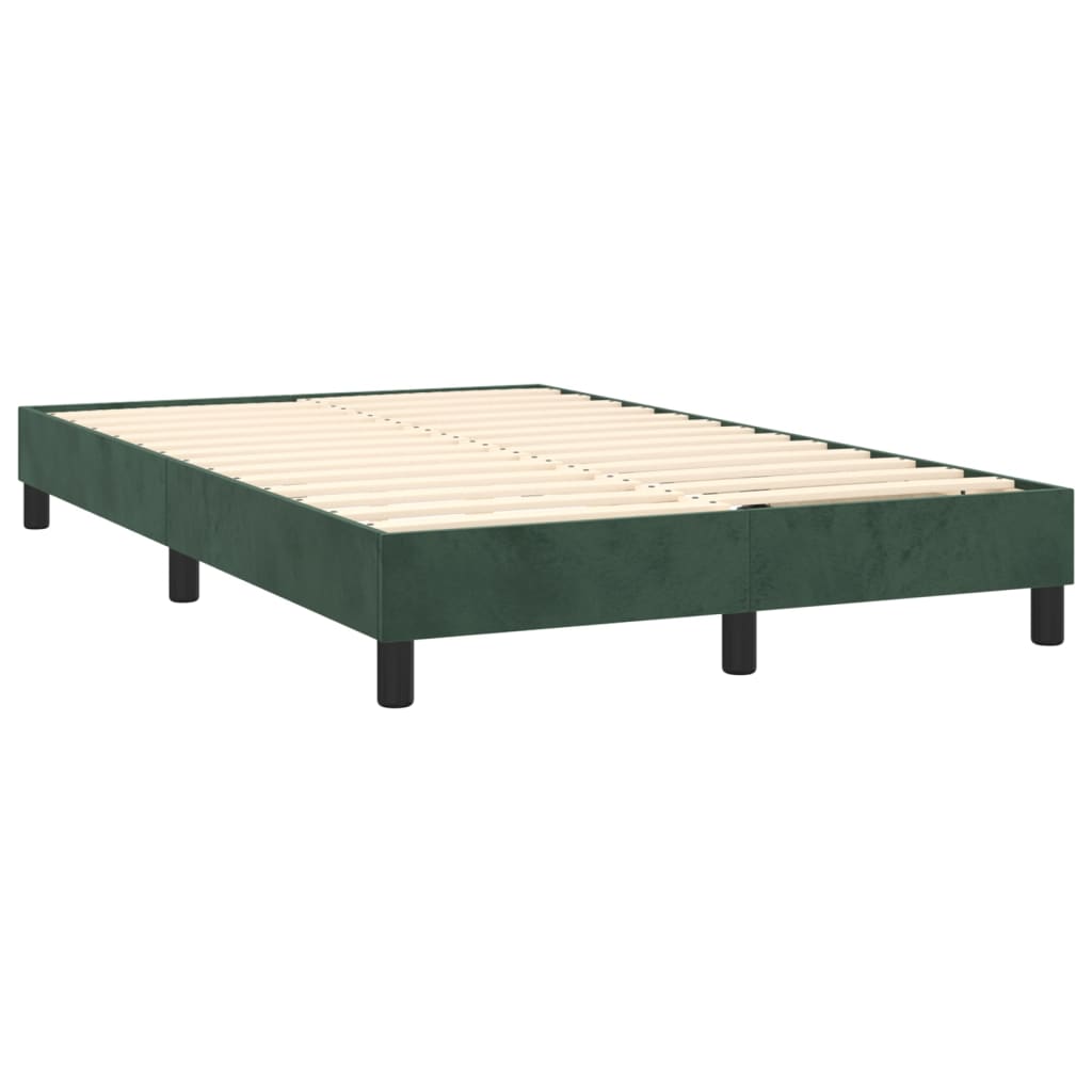 Cama boxspring com colchão 120x200 cm veludo verde-escuro