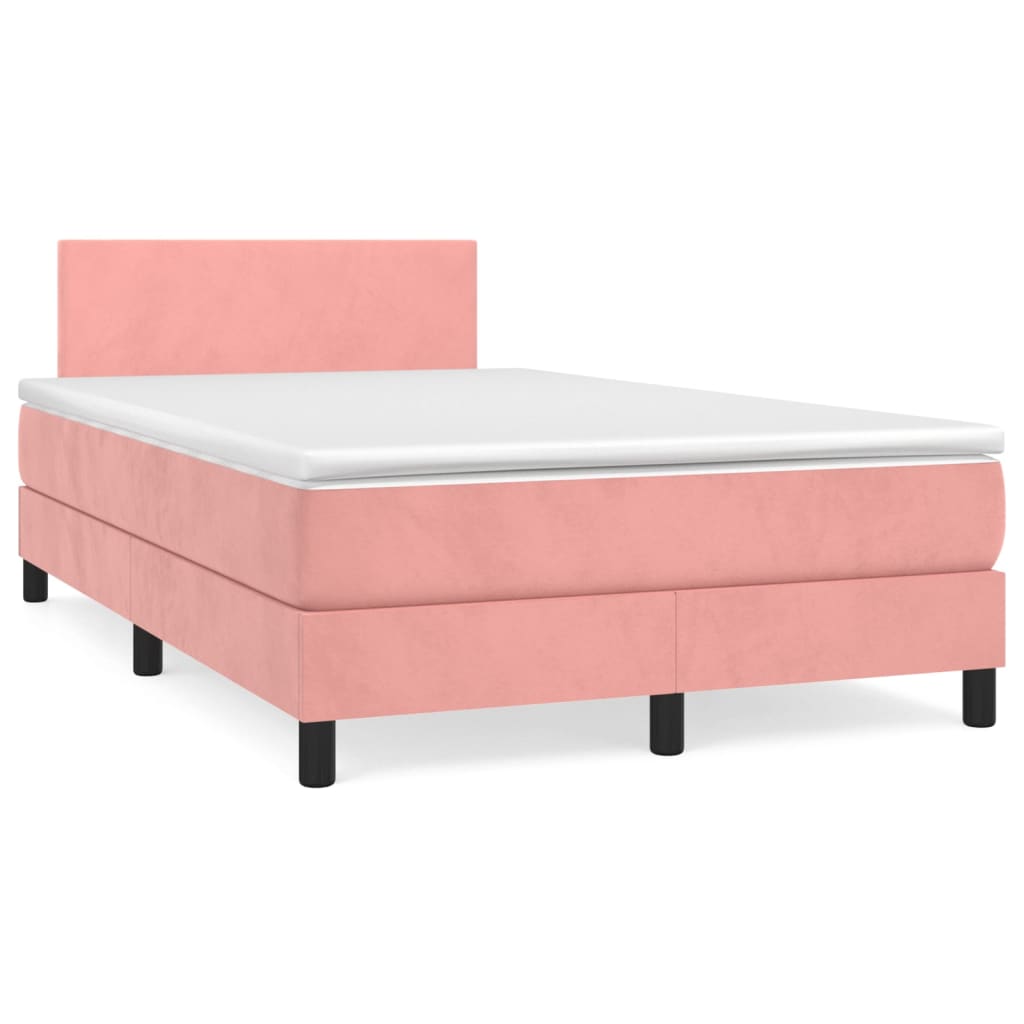 Cama boxspring com colchão 120x200 cm veludo rosa