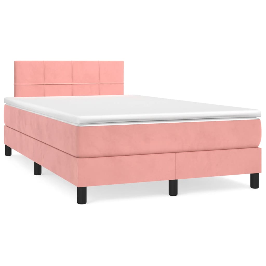 Cama boxspring com colchão 120x200 cm veludo rosa