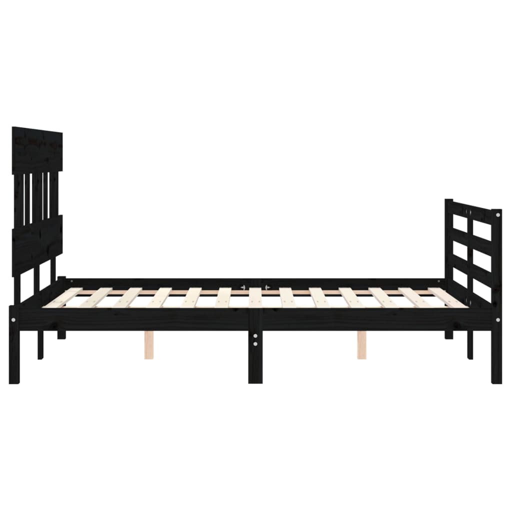 Estrutura de cama com cabeceira 140x200 cm madeira maciça preto