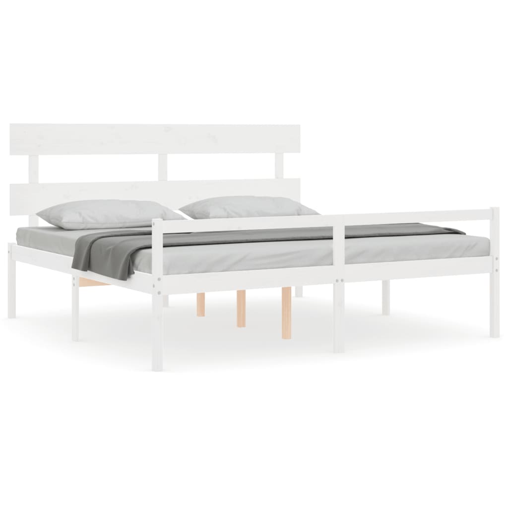 Cama para idosos com cabeceira 200x200 cm madeira maciça branco