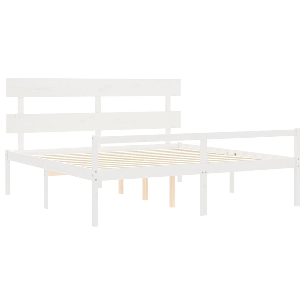 Cama para idosos com cabeceira 200x200 cm madeira maciça branco