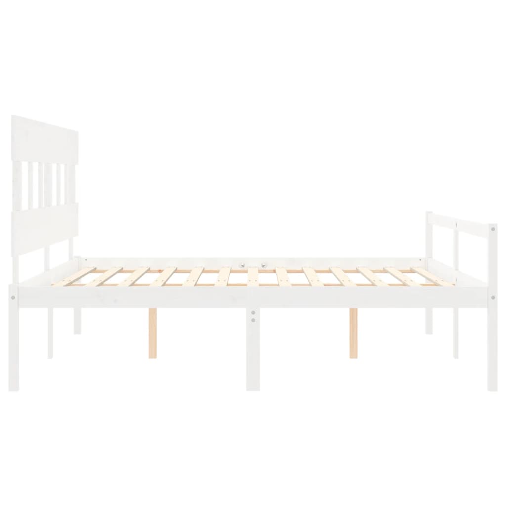 Cama para idosos com cabeceira 200x200 cm madeira maciça branco