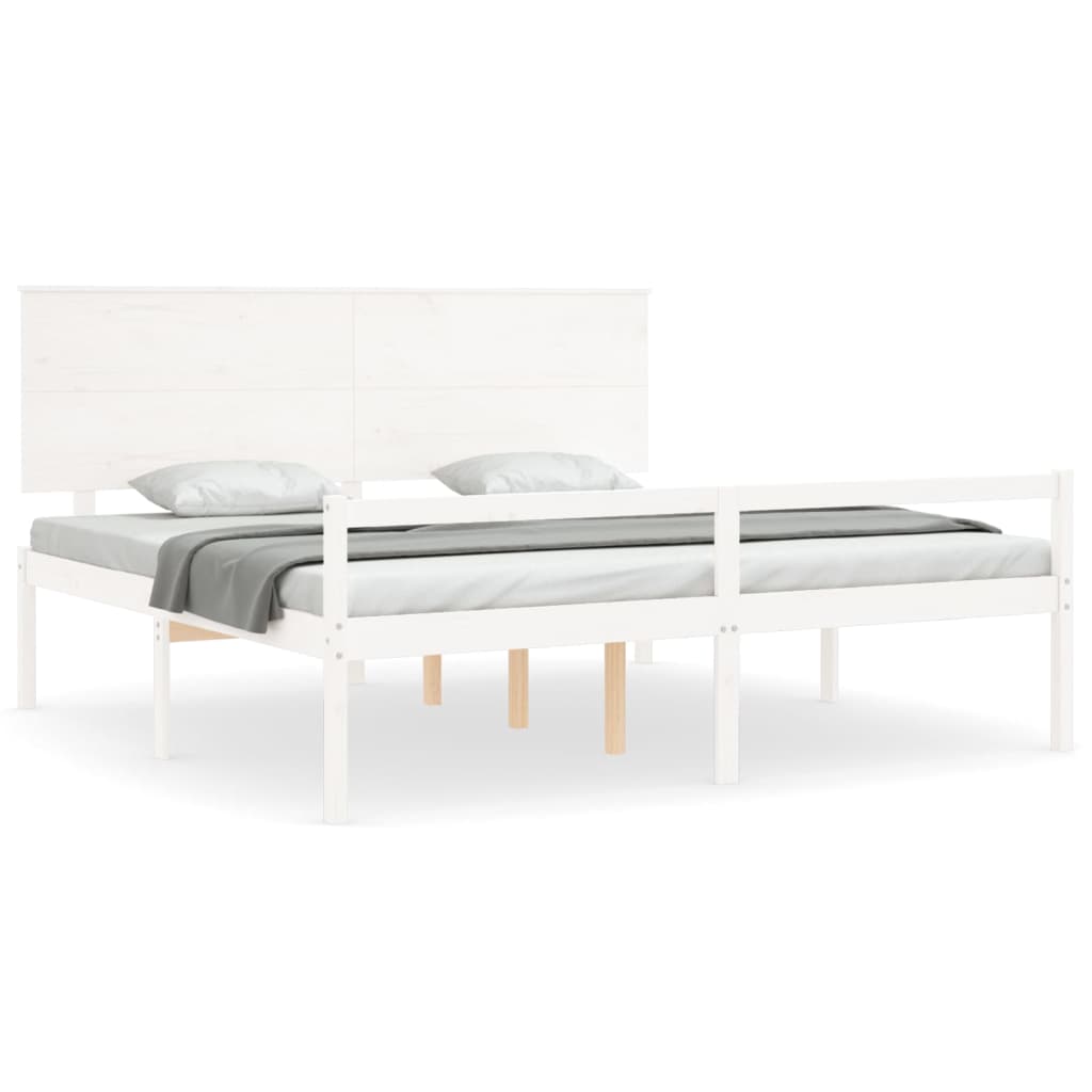 Cama para idosos com cabeceira 200x200 cm madeira maciça branco