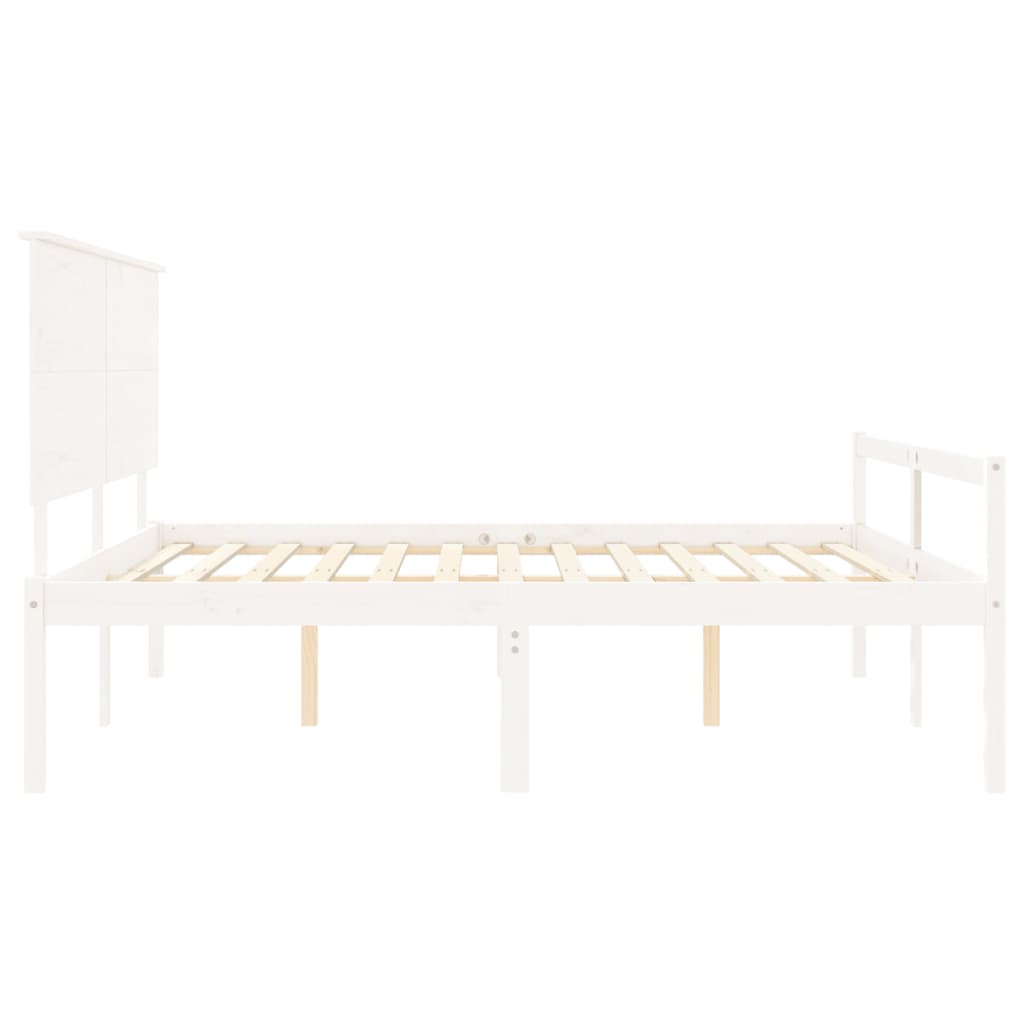 Cama para idosos com cabeceira 200x200 cm madeira maciça branco