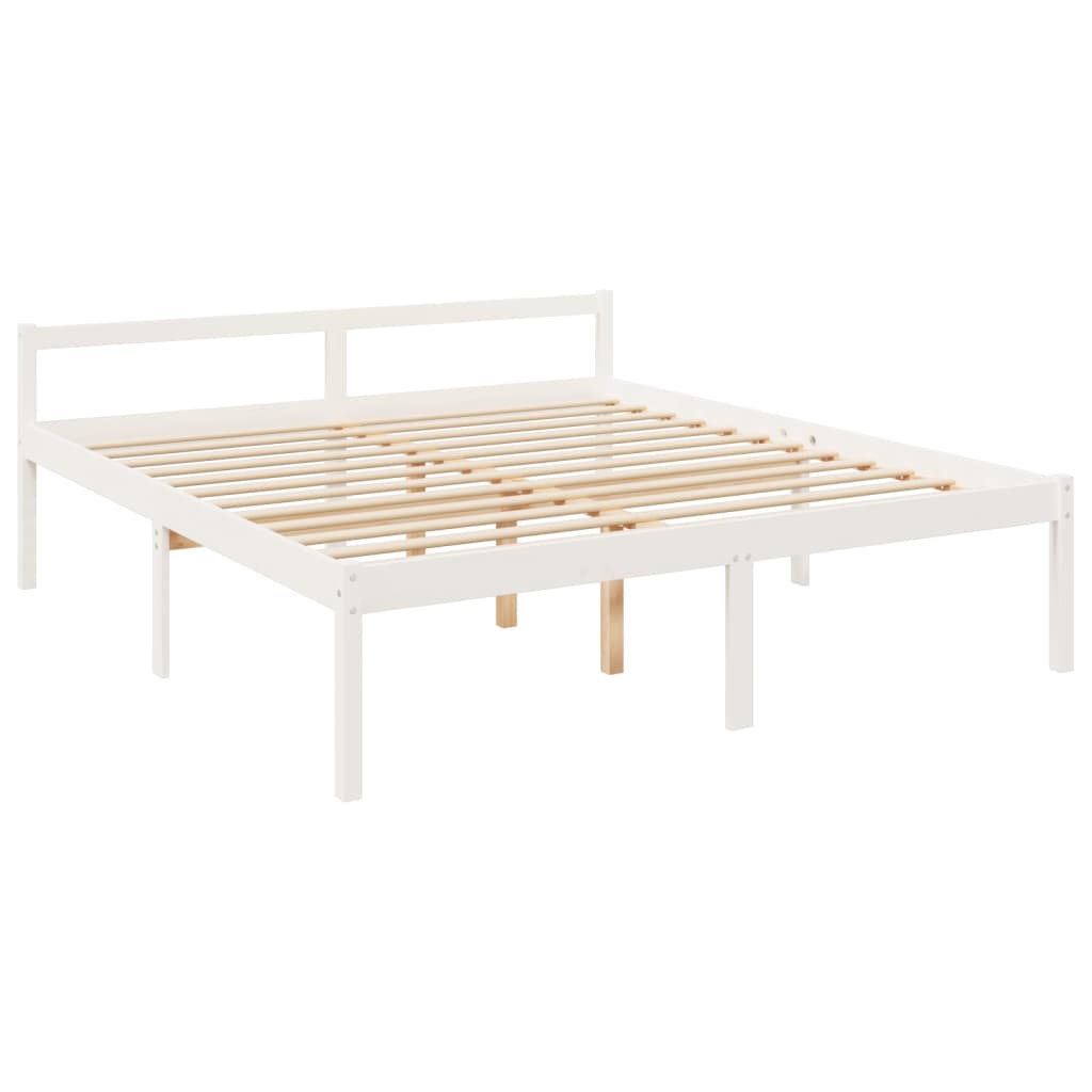 Cama para idosos com cabeceira 200x200 cm madeira maciça branco