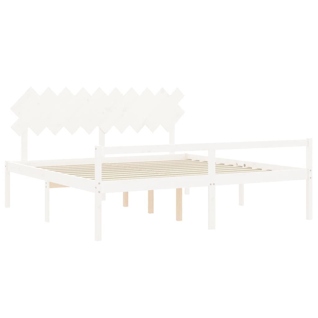 Cama para idosos com cabeceira 200x200 cm madeira maciça branco