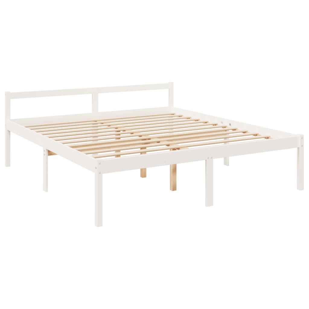 Cama para idosos com cabeceira 200x200 cm madeira maciça branco