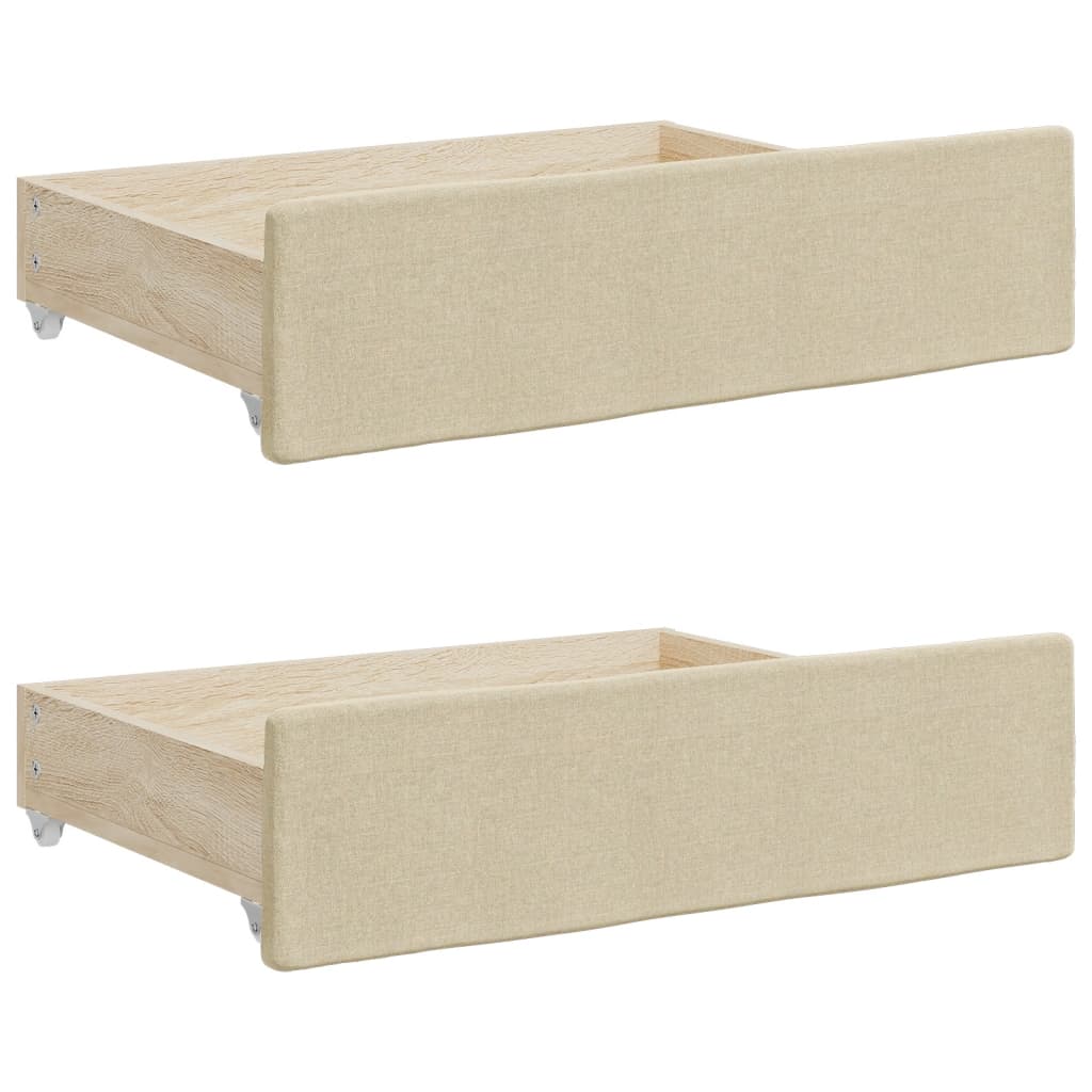 Gavetas de cama 2 pcs derivados de madeira e tecido cor creme