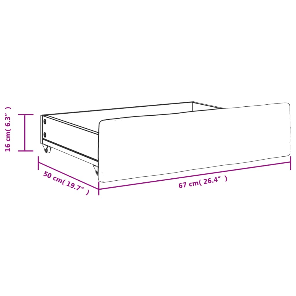 Gavetas de cama 2 pcs derivados de madeira e tecido cor creme