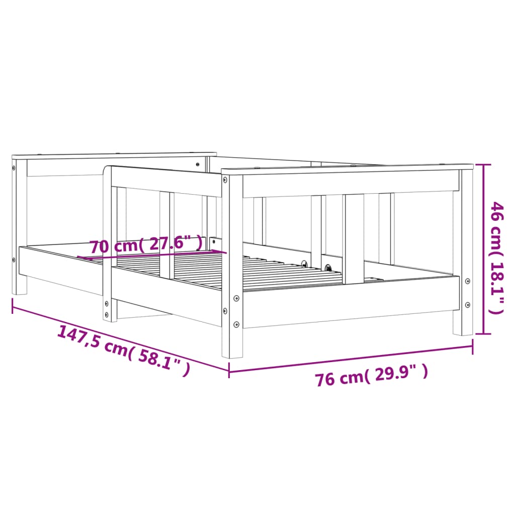 Estrutura de cama infantil 70x140 cm pinho maciço