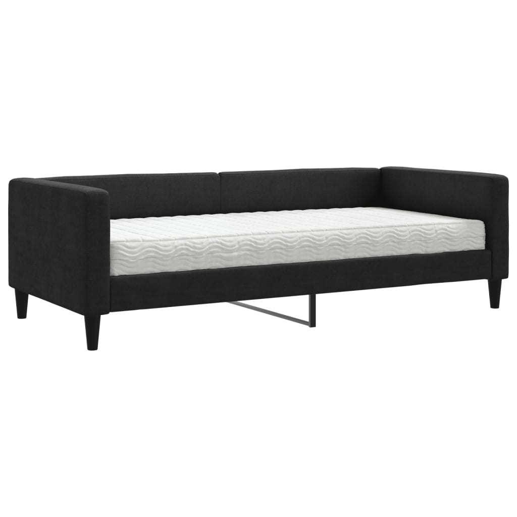 Sofá-cama com colchão 90x190 cm tecido preto