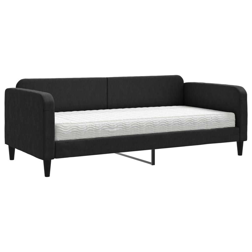 Sofá-cama com colchão 90x190 cm tecido preto