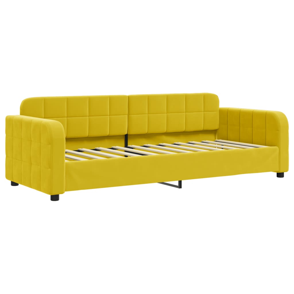 Sofá-cama com gavetão e colchões 80x200 cm veludo amarelo