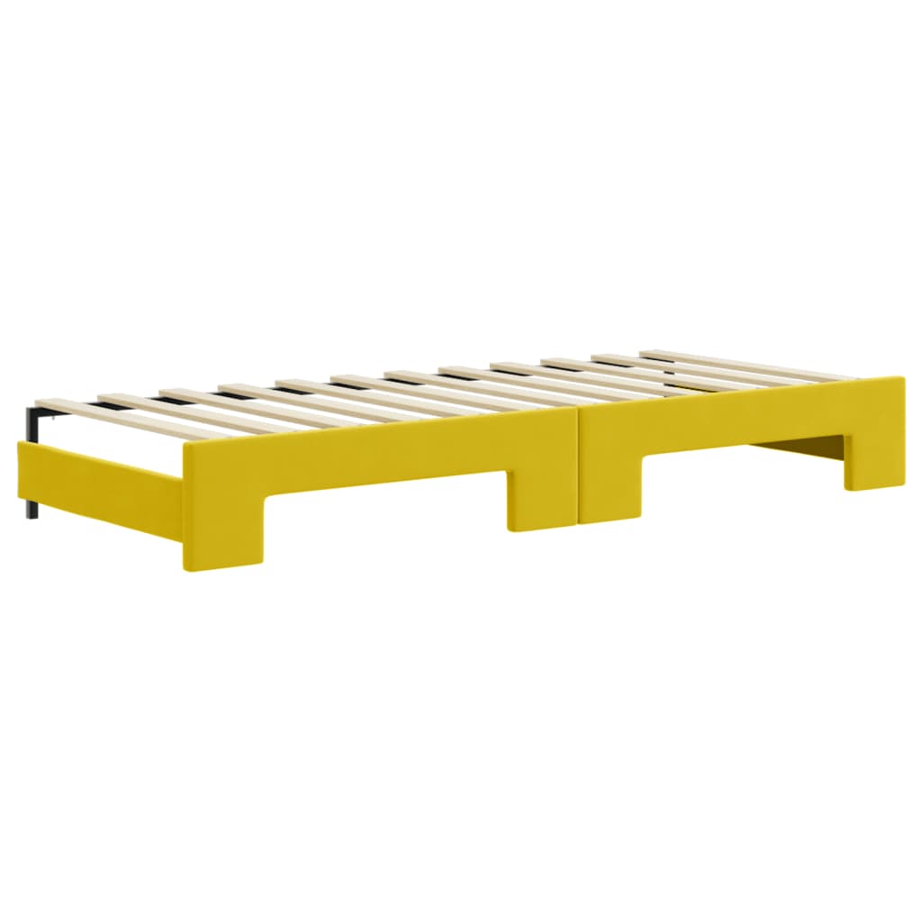 Sofá-cama com gavetão e colchões 80x200 cm veludo amarelo