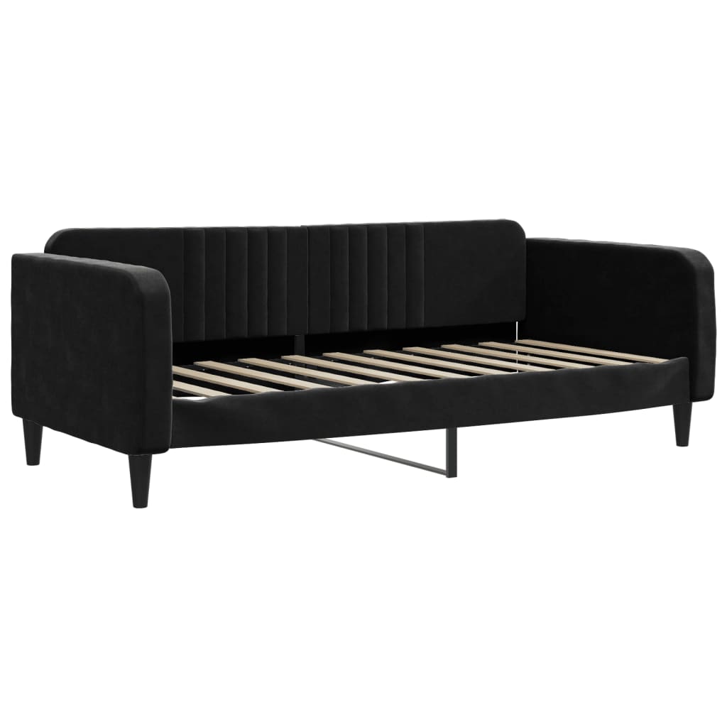 Sofá-cama com colchão 90x190 cm veludo preto