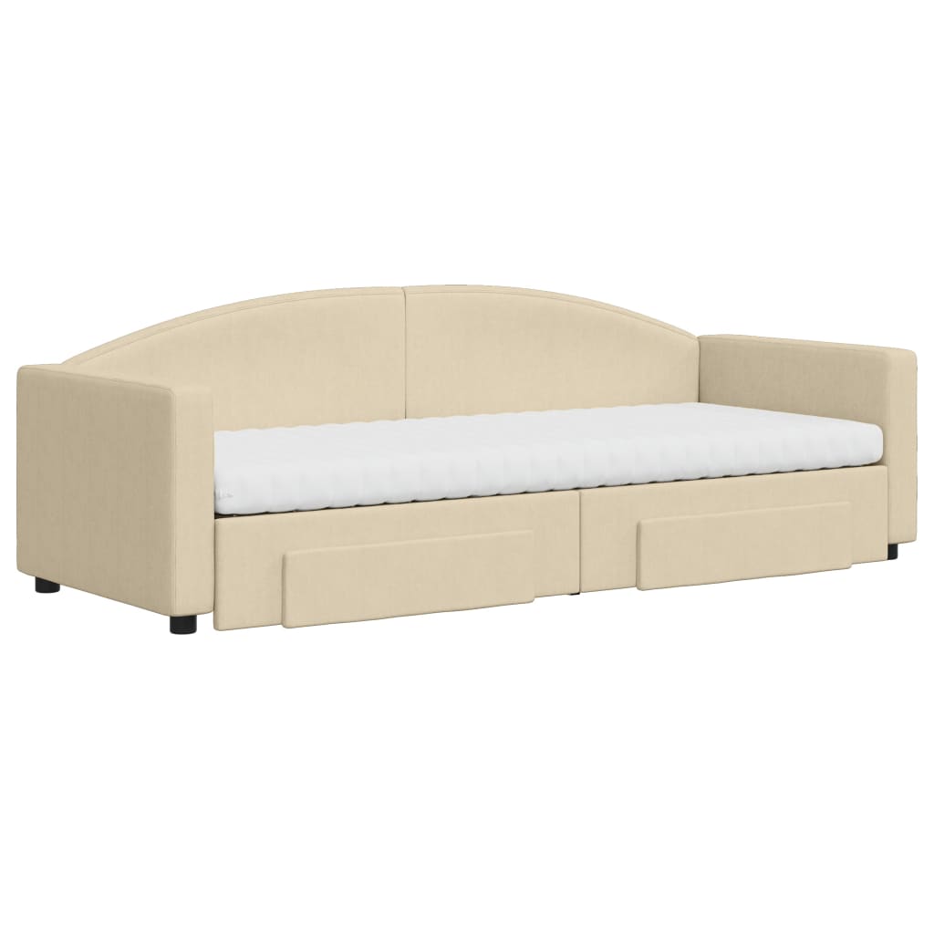 Sofá-cama com gavetão e gavetas 80x200 cm tecido cor creme